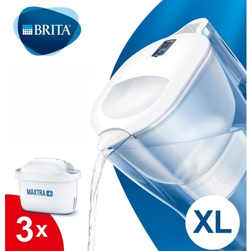 BRITA Aluna XL-Jarra purificadora de agua con 3 filtros, color blanco