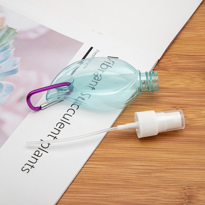 50ML Portable Plastic Spray Bottle with Keychain Leaf Shape Leakproof Refillable Container Alcohol Sanitizer Spray Container