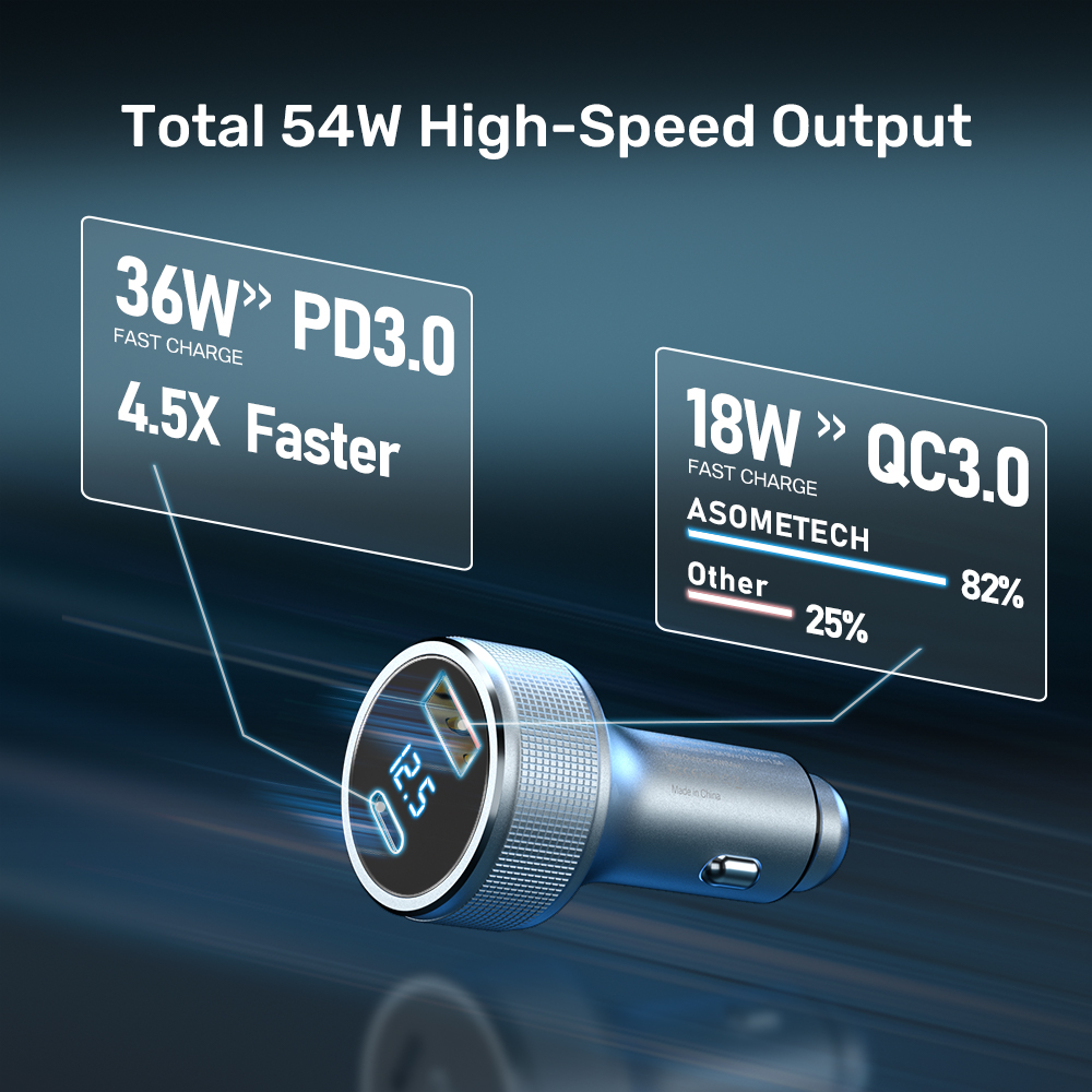 Chargeur de voiture 54W USB 3.0 Type C PD, Charge rapide pour iPhone 13 Samsung S22 tablette QC3.0, adaptateur de voiture