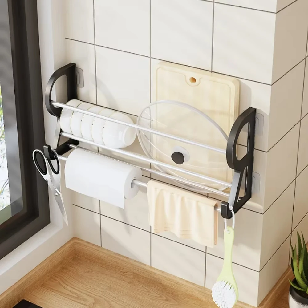 Veggmontert skohylle enkel dobbeltlags skohylle baderomstativ multifunksjonell uten skrog organiseringstativer