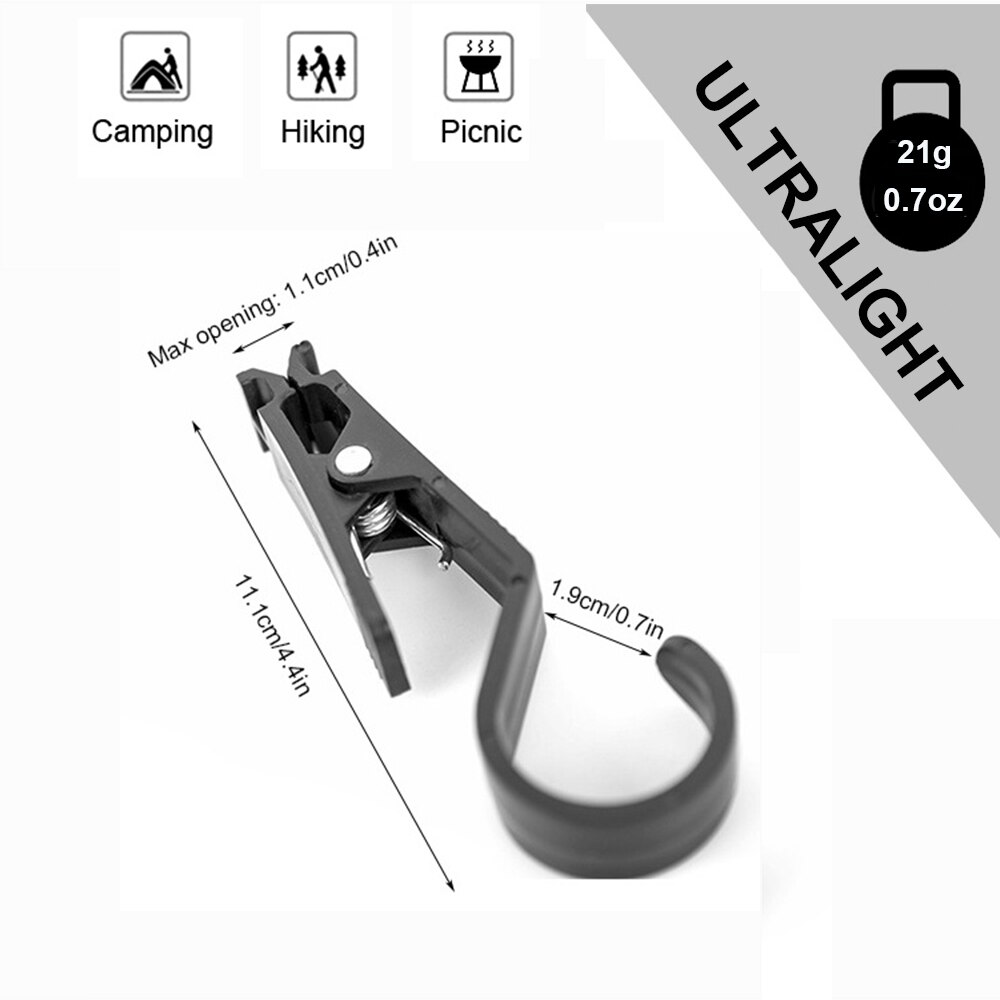 4 Pcs 2 in 1 Tent Clip with Hook Portable Tarp Clips Clasp Non-slip Awning Clamp Multi-Purpose Fixed Fabric Clip