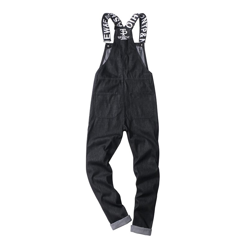 Mono vaquero con eslogan para hombre, peto negro con estampado de letras, ajustado a la , pantalones vaqueros de talla grande,