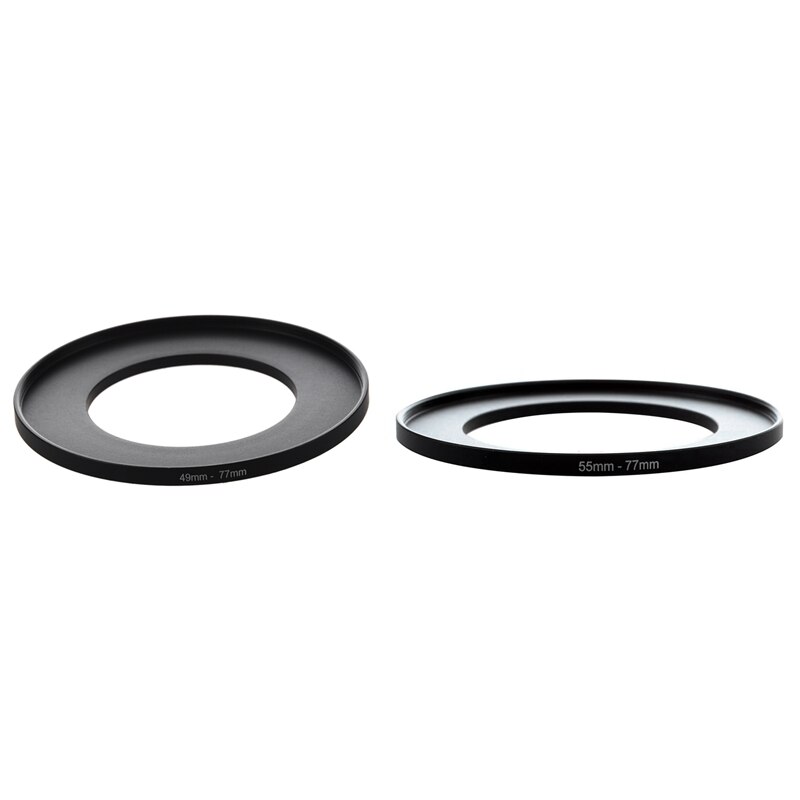 Rise-2 Pcs Camera Lens Filter Step Up Ring Adapter Black Metal Camera Step Up Filter Ring Adapter, 49Mm-77Mm &amp; 55Mm-77Mm: Default Title
