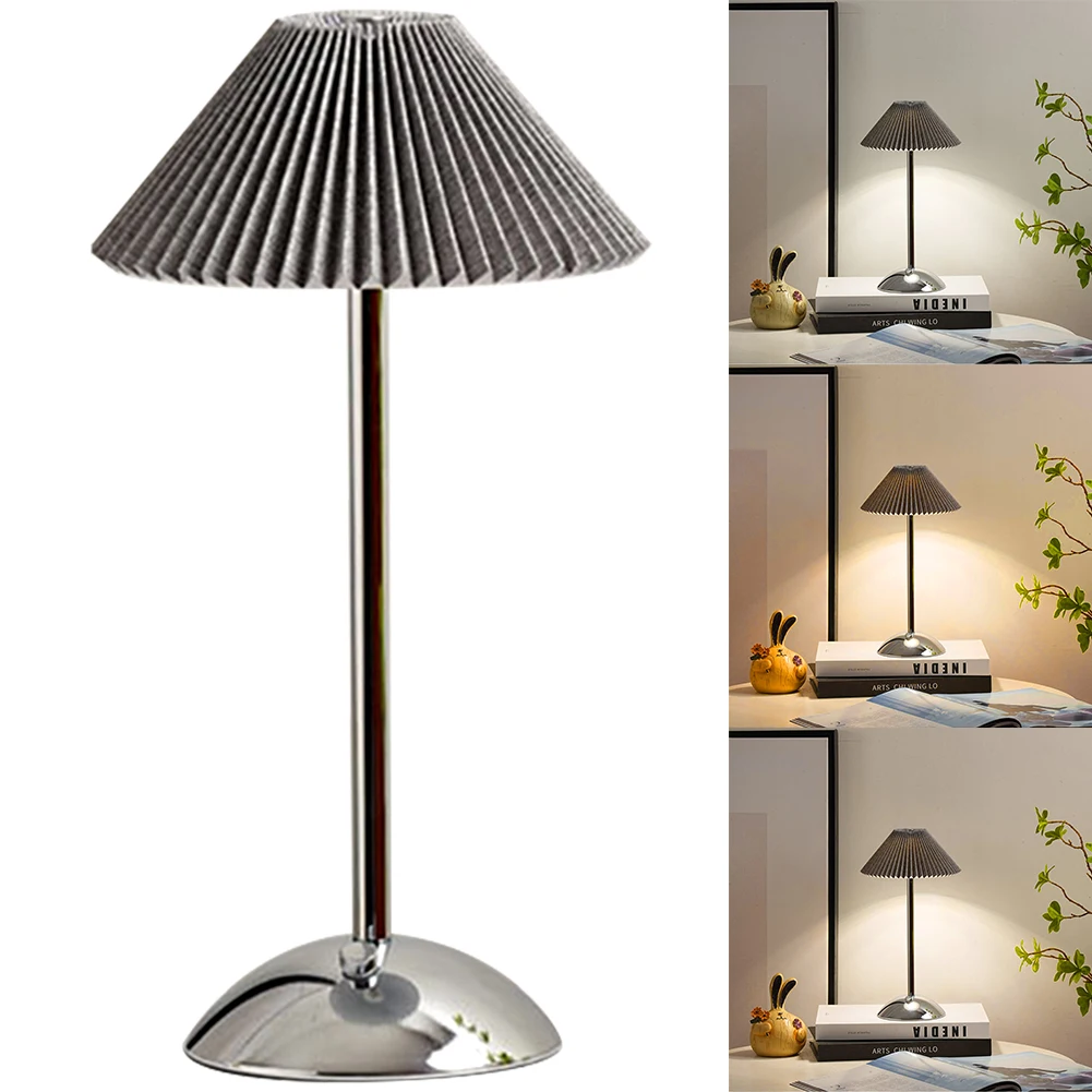 Nordische plissierte Tisch lampe mit Holz sockel Kunst Atmosphäbetreffend Lampe USB Aufladung modernen Stil für Schlafzimmer Wohnzimmer Dekor: verrotten