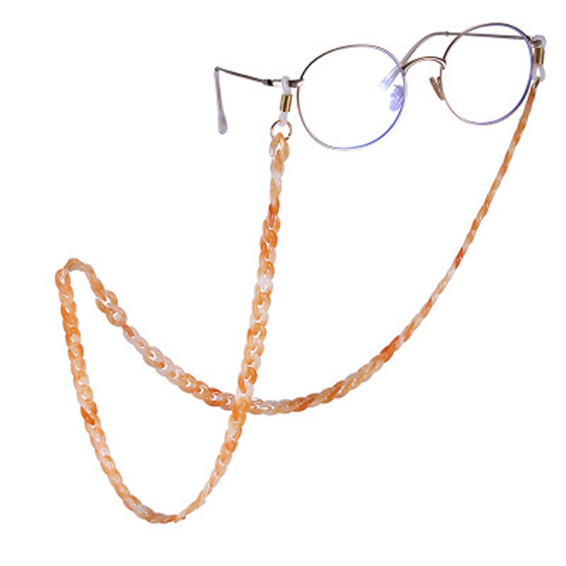 Glasses Chain Alligator Clip Crystal Sunglasses Glasses Lanyard Mask Glasses Chain Dual-use Personality Handmad: orange