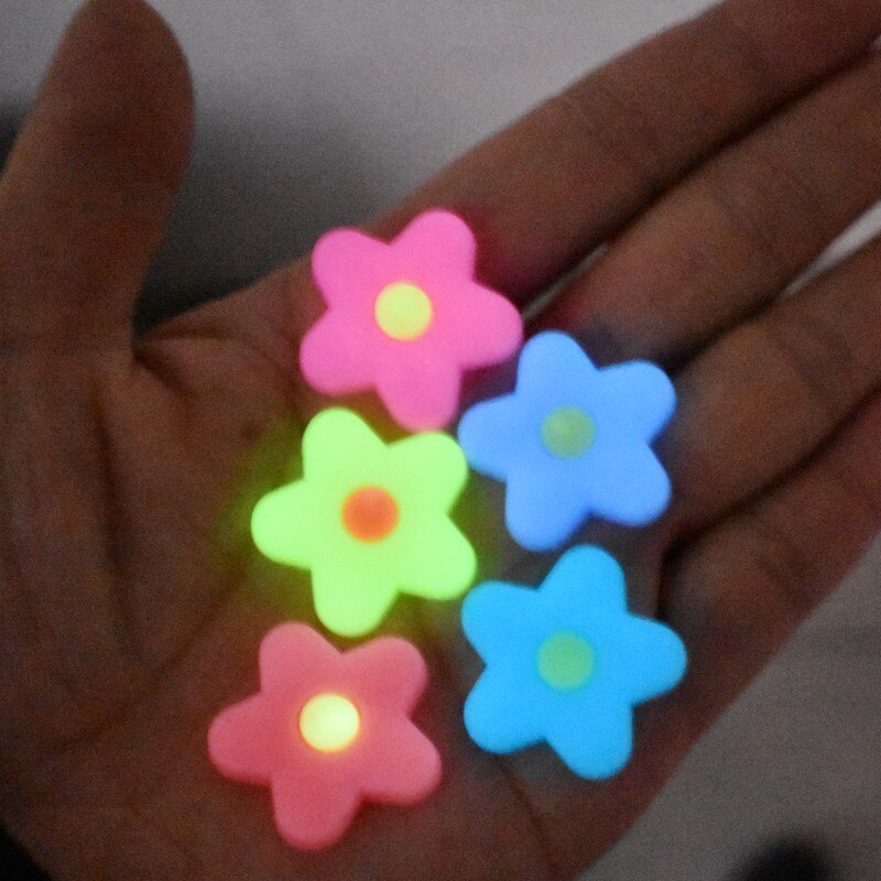 Children 10 PCS Pink/Yellow/Blue/Purple Flowers Fluorescent Shoe Accessory Night Light Bracelet Charms Cool: Default Title