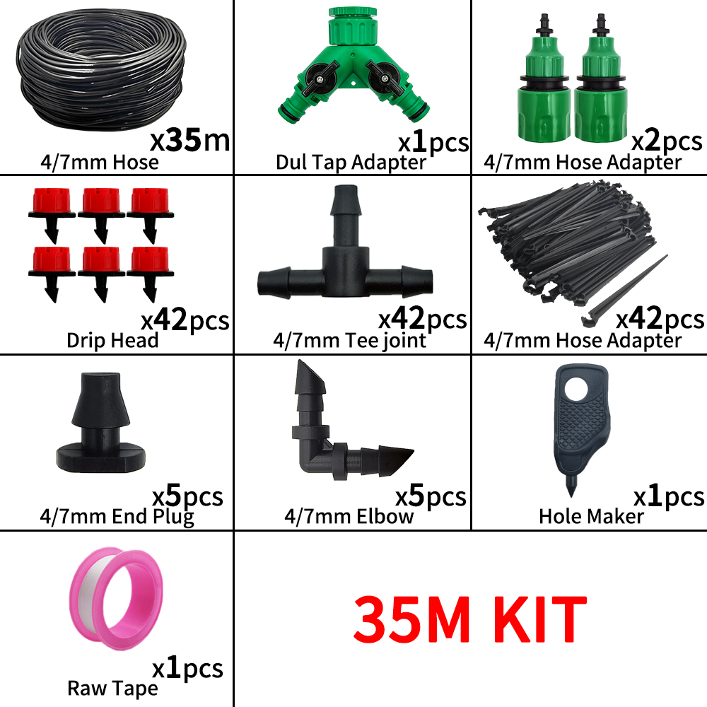 5m-60m dryppvanningssystemer plantevanningssett vanningssett justerbare dryppere for vanning mikrohagevanningssystem: Grønn