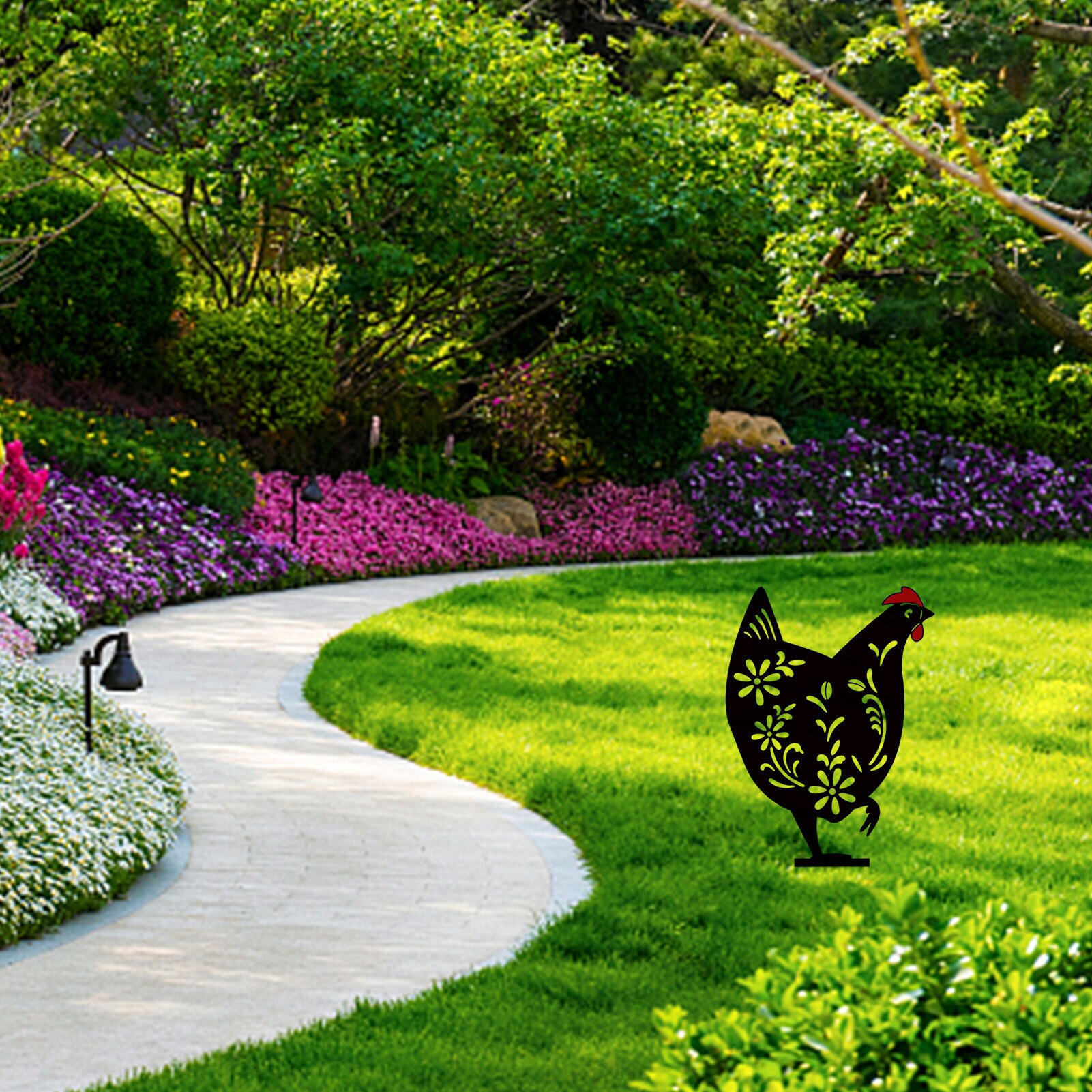 Haan Animal Silhouet Stapel Shadow Decoratie Stake Tuin Tuinieren Decoratie Kip Silhouet Land Yard Art