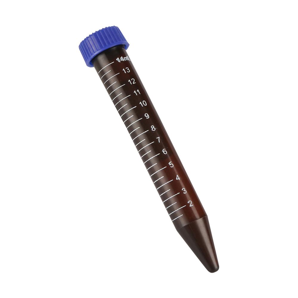 Tubo de prueba de centrífuga de plástico, tapa de tornillo marrón, Fondo de cono con rayas de medición, análisis de laboratorio, muestra, tubo de prueba de Vial, 15ml, 5 uds.