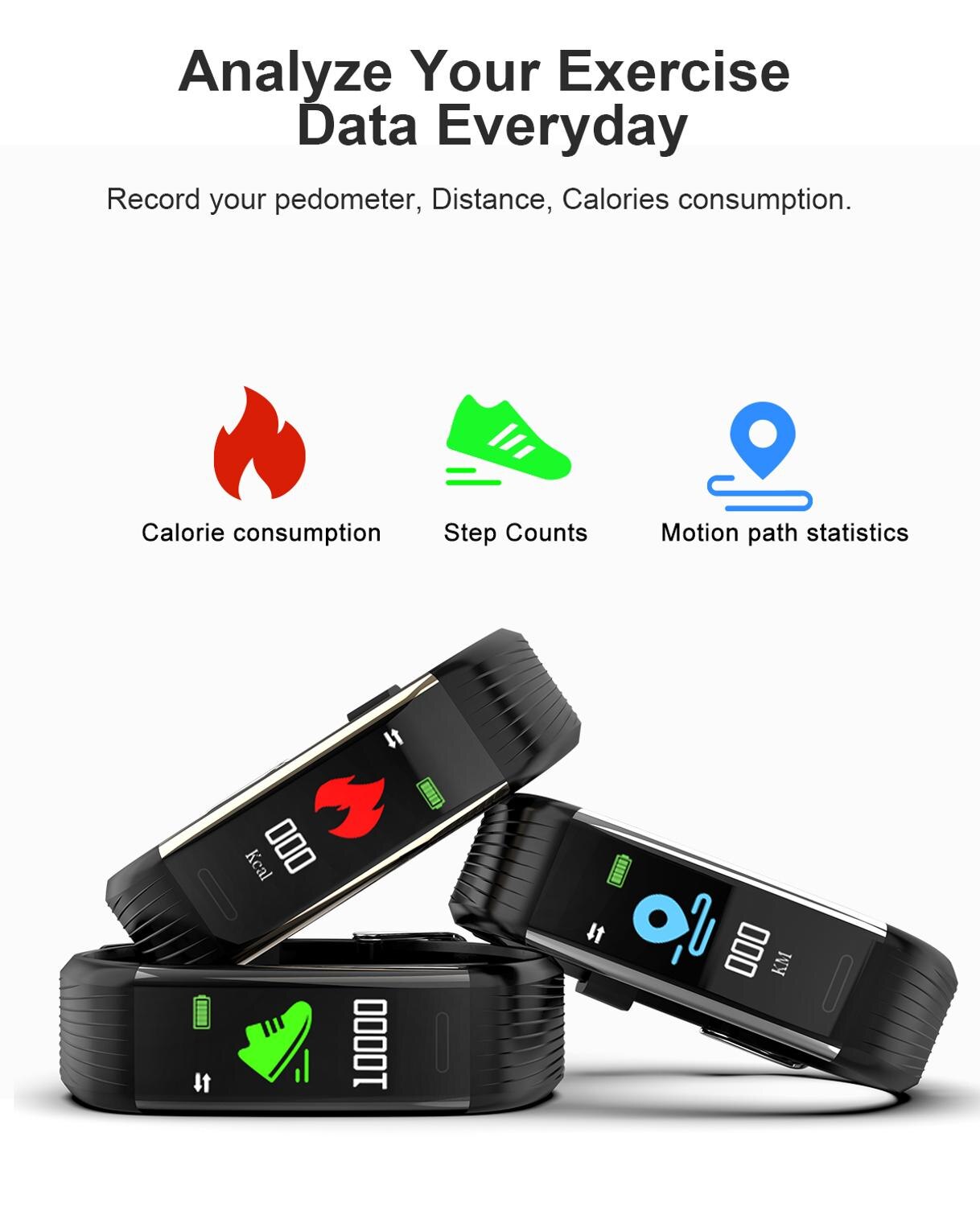 R1 smart armbånd skridttæller pulsmåler blodtryk fitness tracker sport vandtæt urbånd til huawei xiaomi ios