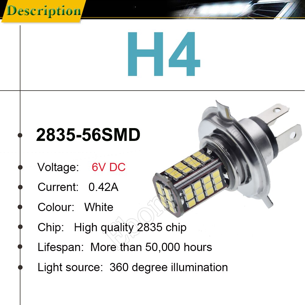Ampoule LED H4 9003 HB2 Pour Phare Scooter Moto - 12V, 70W, 6000K Blanc, Anti-canbus, Made In Germany