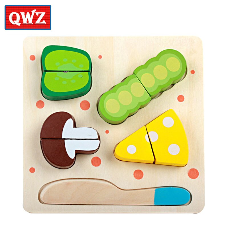 Houten Speelgoed Keuken Cut Fruit Groenten Dessert Kids Koken Keuken Speelgoed Voedsel Pretend Play Puzzel Educatief Speelgoed voor Kinderen: QWZ093-E-pea