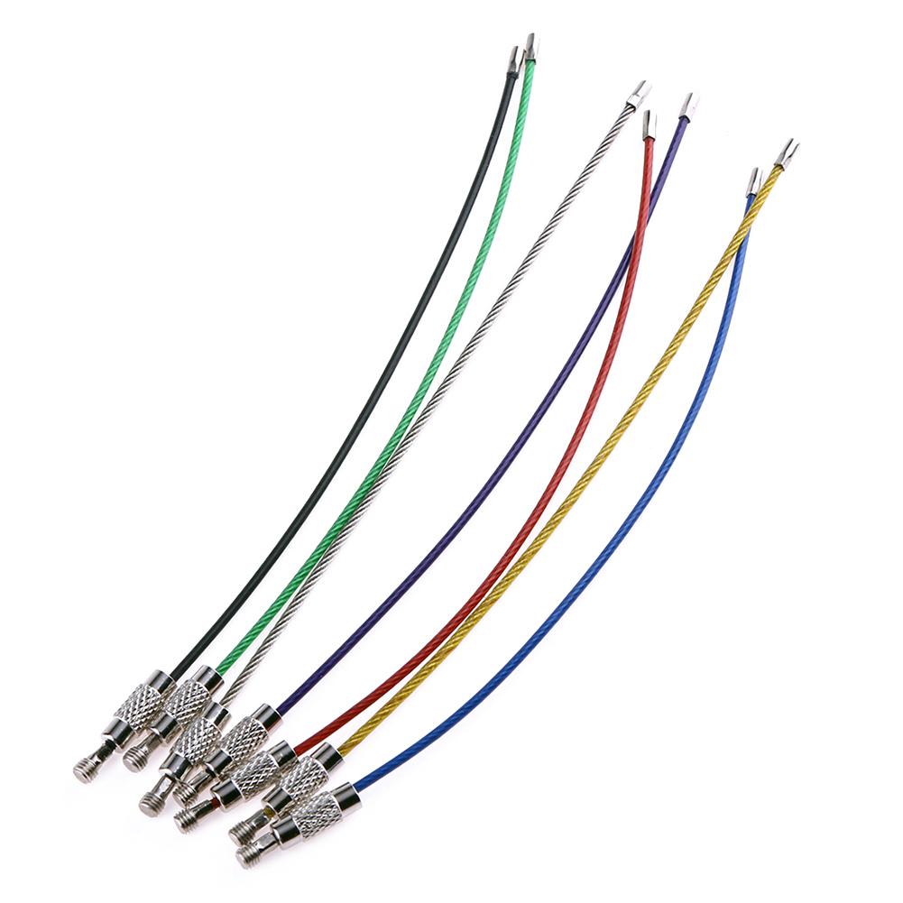 Durable Wire Rope Colorful Screw Locking Stainless Steel Wire Keychain Cable Rope Keyring Holder 150mm Pendant Tool: Default Title
