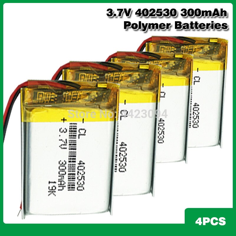 3,7 v 402530 300mAh Lithium-Polymer-Batterie Für Mp3 Mp4 Gps PDA Clever Uhr PSP Radio Lautsprecher Li-Ion Lipo batterie: 4Stck