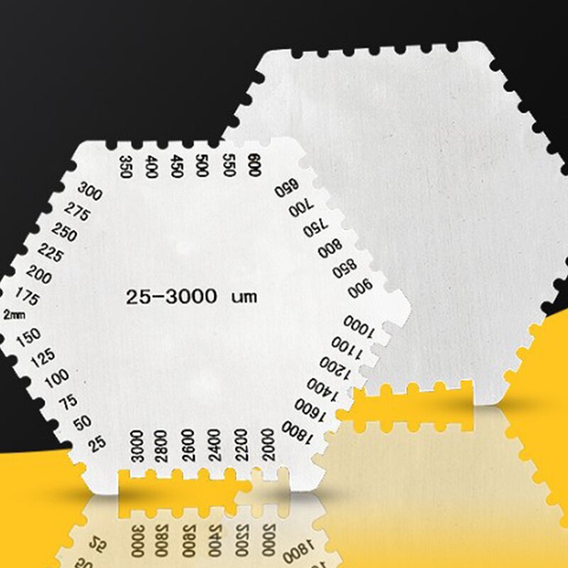 Peigne à Film humide hexagonal en acier inoxydable, Instrument de haute précision, jauge d'épaisseur de diaphragme humide en acier inoxydable