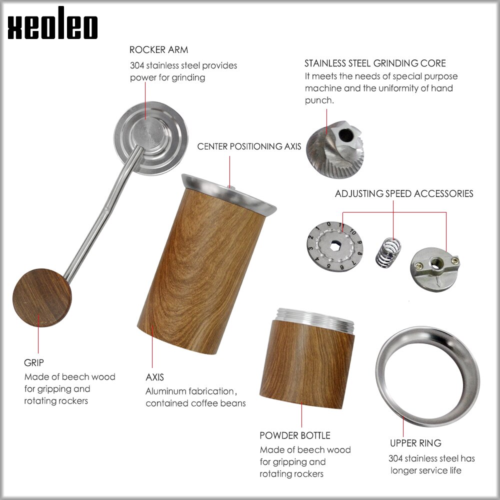 XEOLEO Manual coffee grinder Portable Hand grinder 15g/25g for Filter Coffee Outdoors Espresso machine