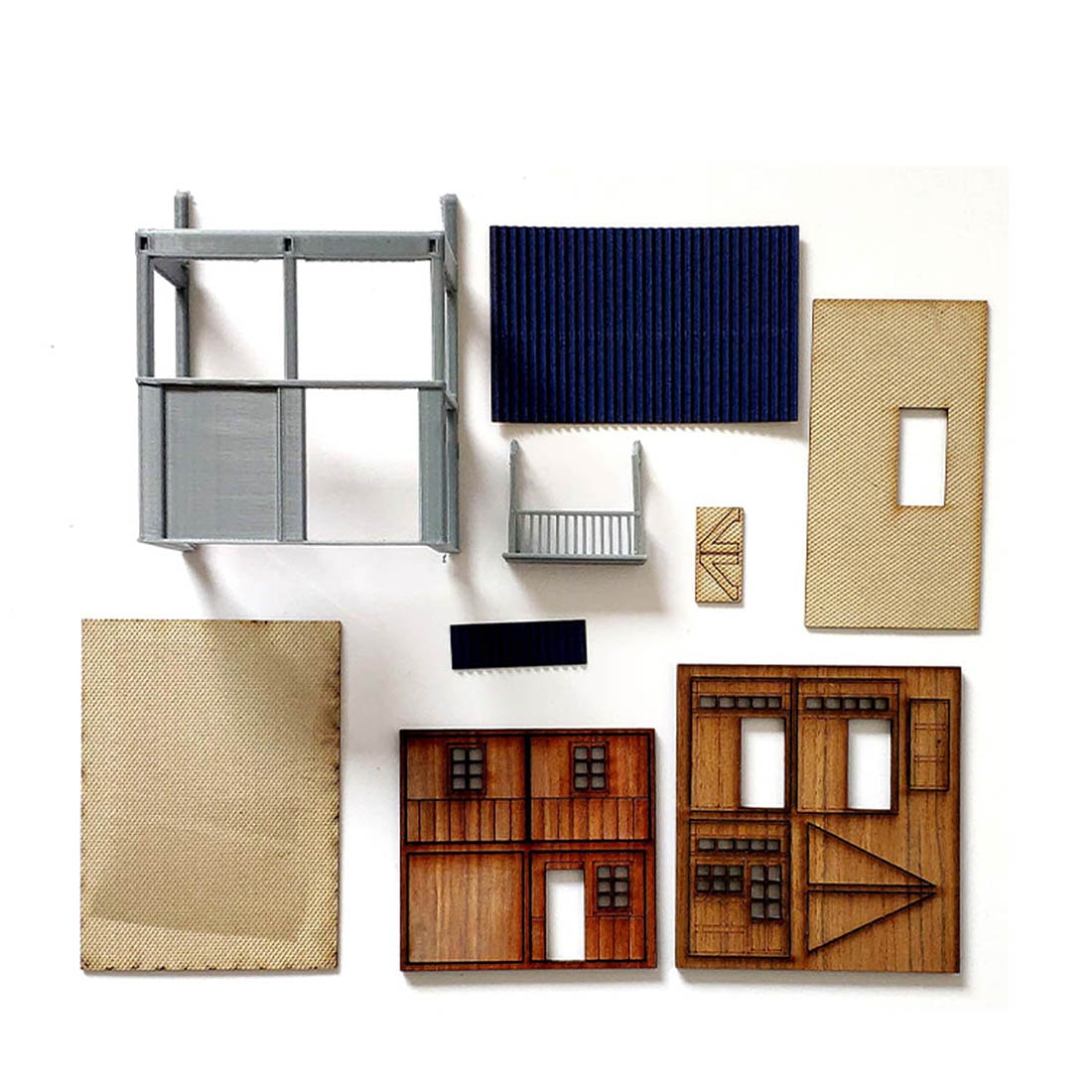 8x3.8x9.5cm Sand Table Railway Train Scene 80'S Old Corner Side Building Assembly Model Kit (Not Figures Cars Other Buildings)