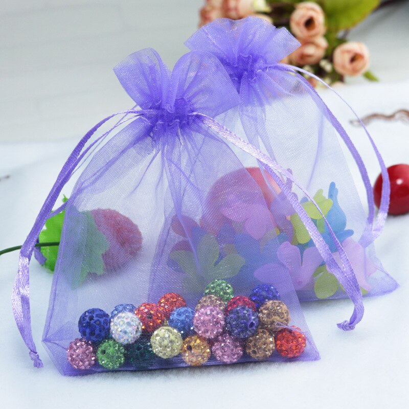 10 stücke 10x15 cm transparent Organza Beutel Hochzeit Geburtstag Party Süssigkeit Schokolade Taschen Weihnachten Halloween Kasten Verpackung taschen: violett