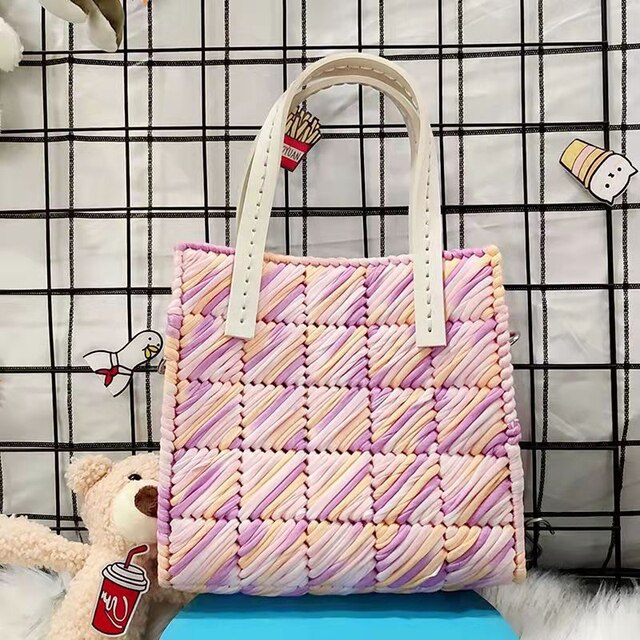 Handcraft Weaving Bag Making Material DIY Woman Handbag Shoulder Bag Selfmade Supplies Latch Hook Weave Bag Accessories: Purple