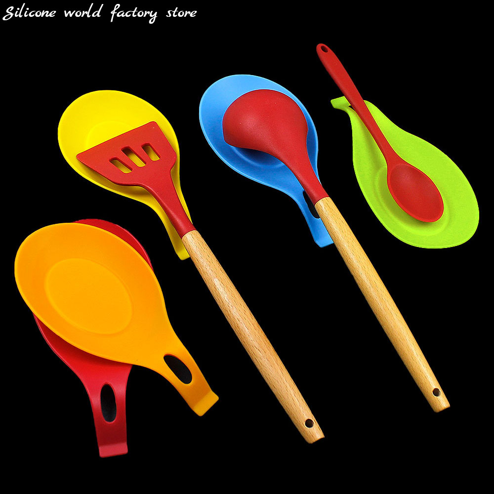Platos de silicona con sabor a silicona, utensilios de cocina, almohadilla para cuchara, soporte para cuchara, contenedor de almacenamiento resistente al calor, herramientas de cocina