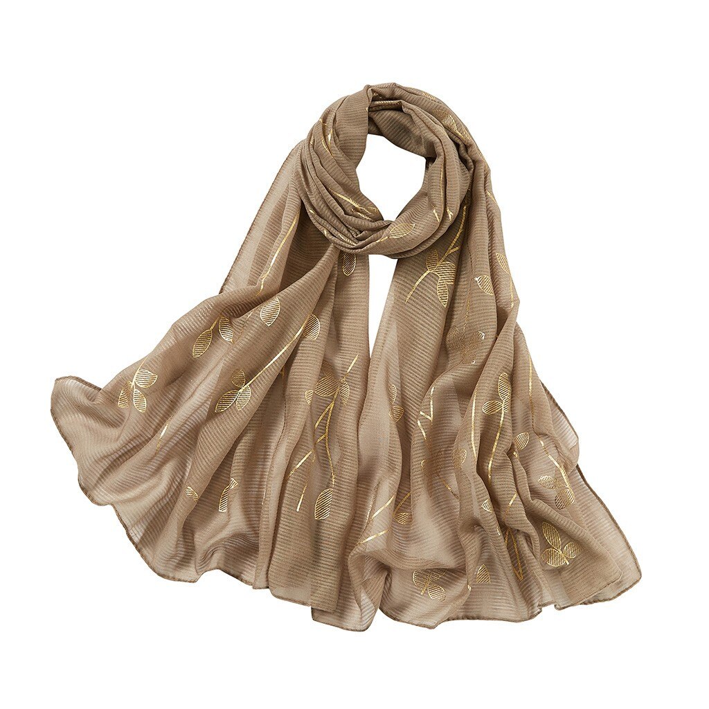 Vrouwen Chiffon Hoofddoek Bloemenprint Hoofd Slijtage Hijab Lange Sjaal Moslim Sjaal Islamitische Hijaabs Arabische Wrap Hoofd Sjaals: Khaki 