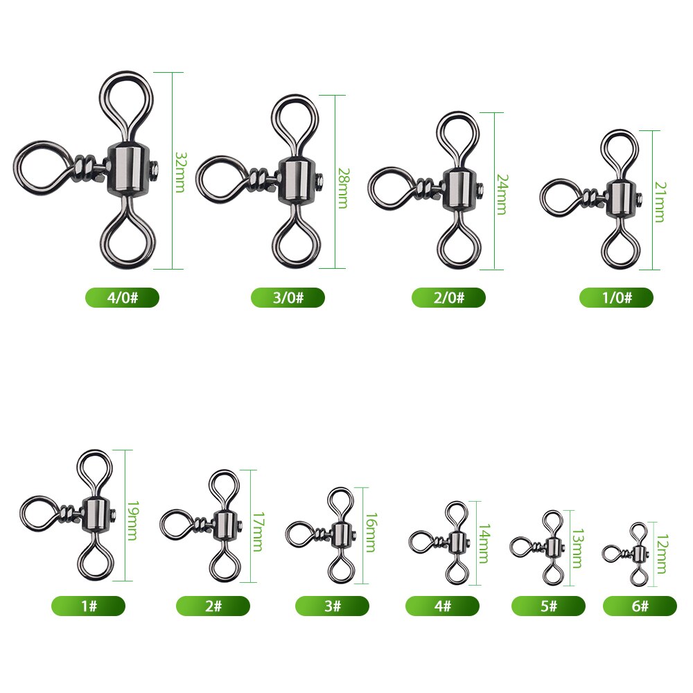 Dndyuju 30Pcs 3 Manier Barrel Cross Lijn Vissen Draaibare Met Effen Ring Messing Vissen Haak Lijn Connector Vissen Accessoires