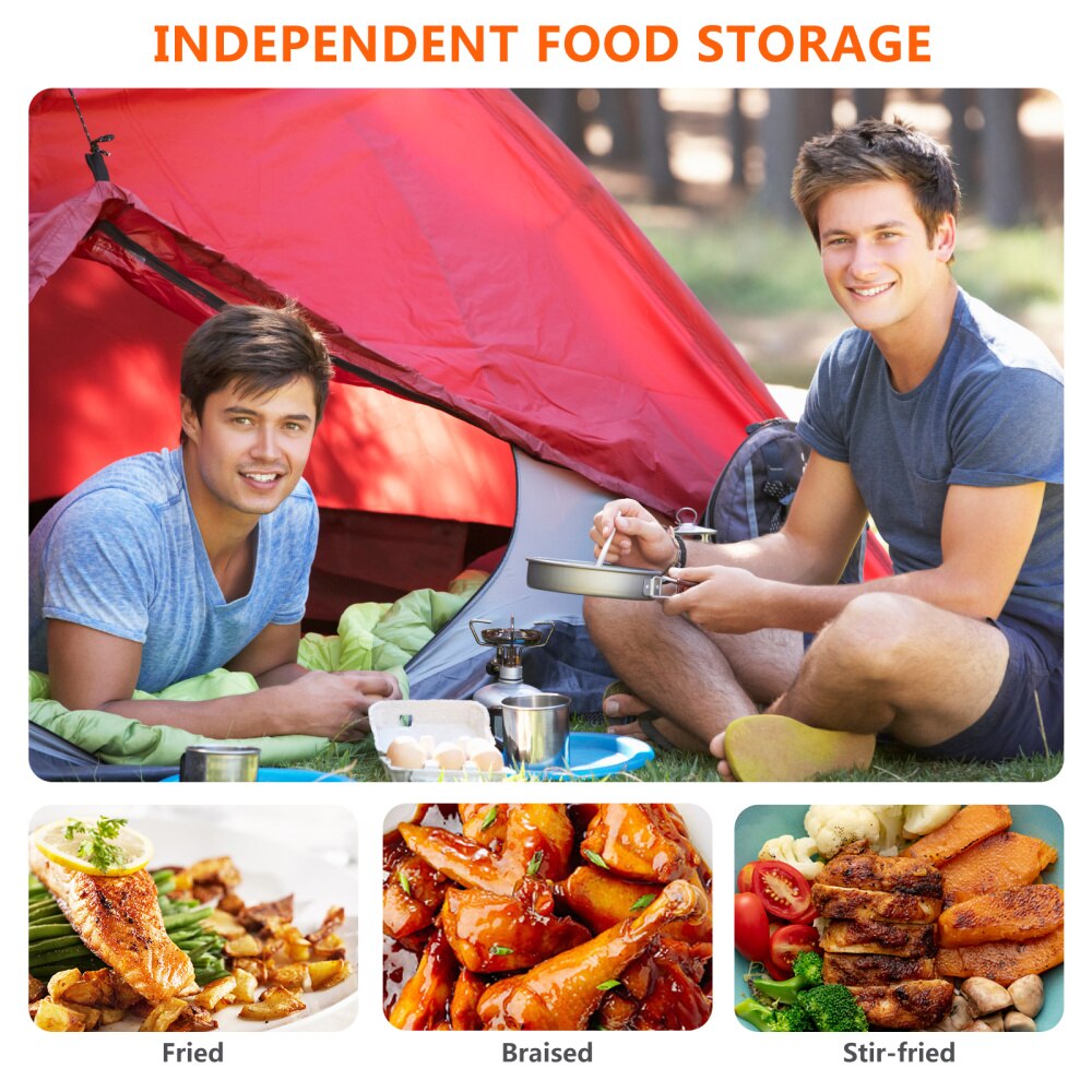 Camping Cookware Set - 6 Pieces - Stainless Steel Outdoor Cooking Utensils for Hiking & Travel
