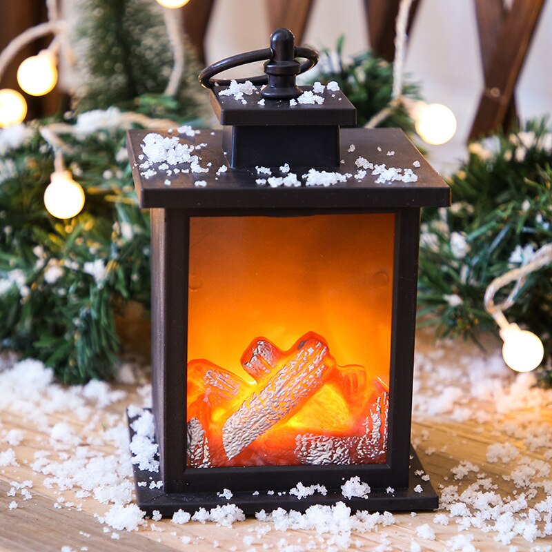 Lampe lanterne à LED avec effet de flamme, lampe de simulation de cheminée, ampoule à piles AAA, décoration de maison rétro pour cour