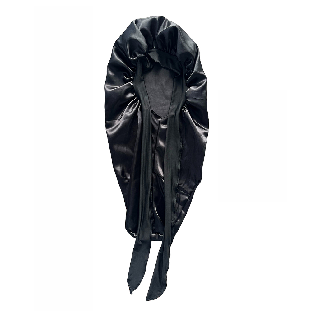 Lange Motorkap + Elastische Satijnen Haarband Set Lange Zijdeachtige Motorkap Om Te Slapen Met Brede Elastische Band Headwrap: Overigen