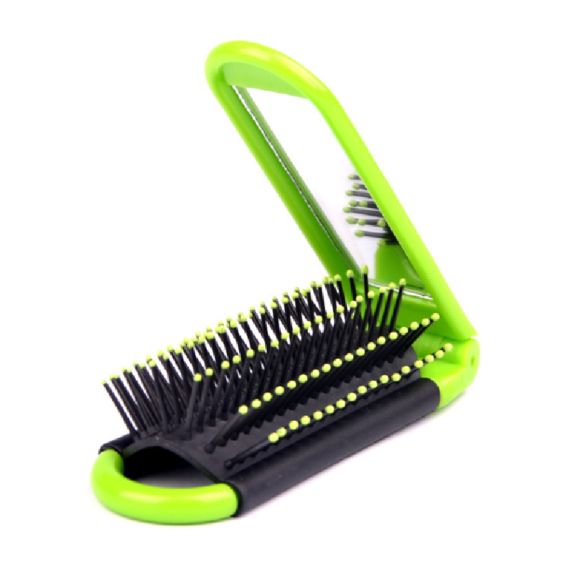 Cepillo de pelo plegable portátil con espejo, peine de viaje compacto, monedero de tamaño bolsillo, nueva , 1 unidad