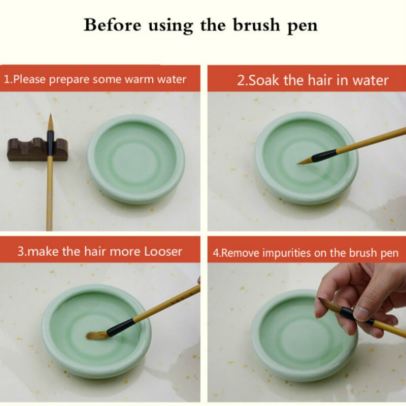 Chinese Huzhou Calligraphy Brush Caligrafia Wolf Hair Ink Brush Set Official Script Painting Writing Brush Pen 3pcs Tinta China