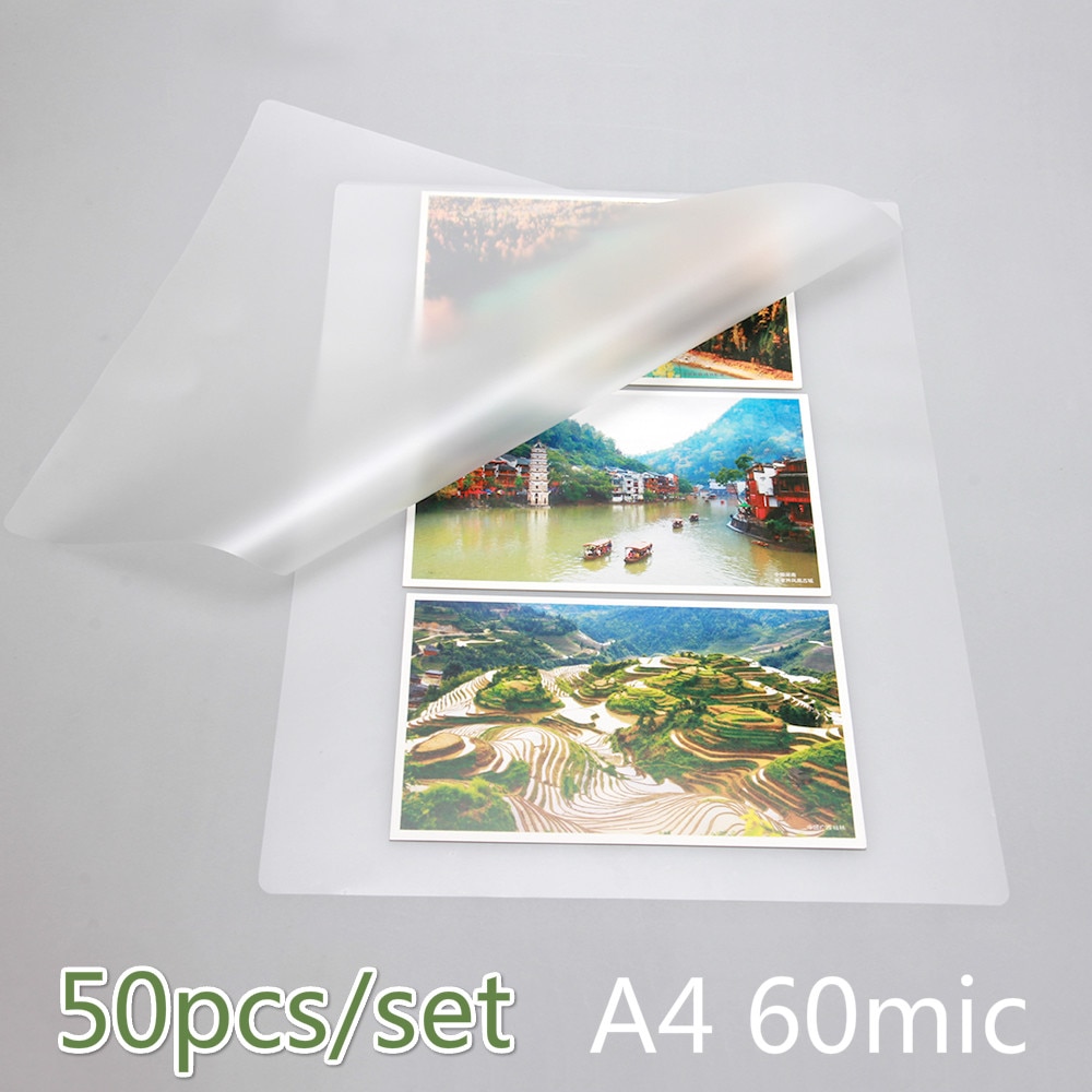 50 stk / parti 60 mikrofon  a4 termisk laminering film kæledyr til foto / filer / kort / billedlamineringsrulle kolde pakker laminatorpapir
