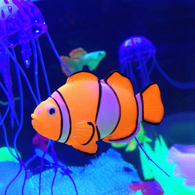 Simulation Ocean Tropical Fish Luminous Simulation Clownfish Guppies Angelfish Aquarium Landscaping Decorations