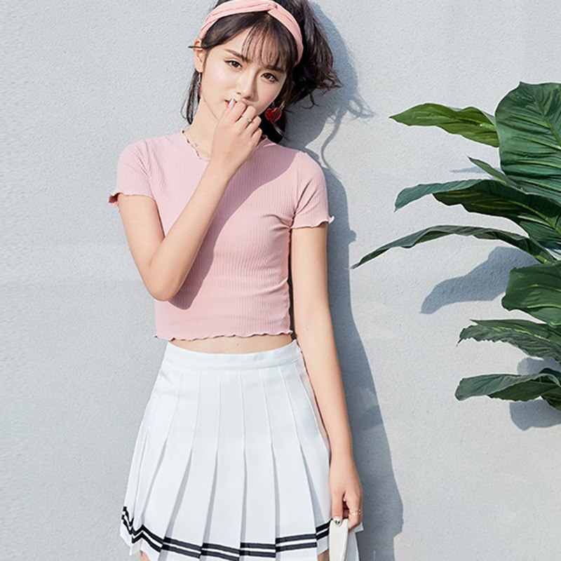 Jupes plissées en Denim, taille haute, jupe de marin à rayures Lolita Harajuku, jupe d&#39;école japonaise de Cosplay