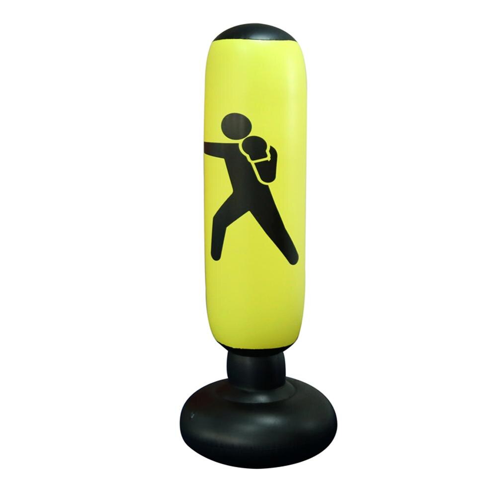 Lätt att flytta vertikal uppblåsbar boxpåse pvc förtjockning boxning pelare tumbler kamp kolonn boksäck väska fitness verktyg: Gul