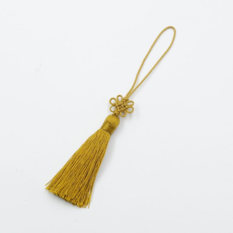 Pompon à franges U disque 5 pièces | Nœuds chinois lisses, pendentif bricolage artisanal, signet garniture de gland rideaux, décor glands ruban: Gold tassls