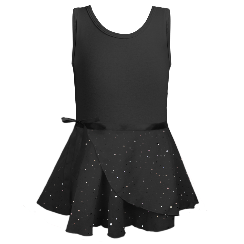 Ballet Leotards for Girls Shiny Dance Skirt One-piece Training Suit Classic Sleeveless Dance Gymnastic Ballerina Outfit Dress: M / black
