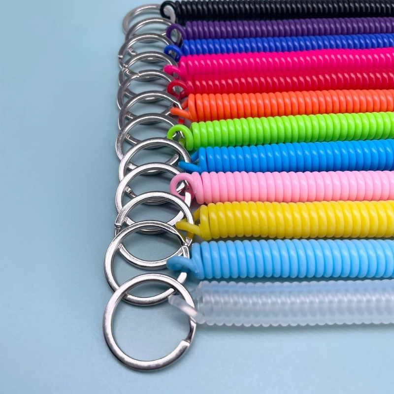 Cadena antipérdida, cuerda de resorte elástica en espiral, correa de cordón multifuncional para teléfono móvil, llavero, soporte, gancho de cierre
