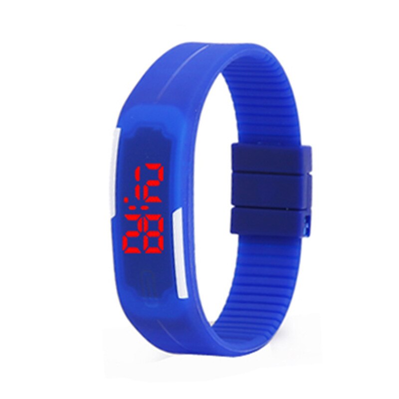 Led digital sport børne ur slik farve børn børn ure fødselsdag til drenge piger ur gummi led børn ure: Blå