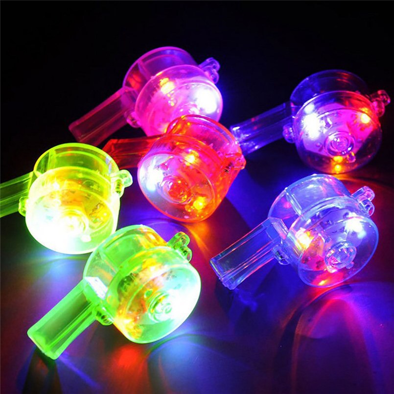 1pc Flashing Whistle Colorful Lanyard LED Light Up Fun In the Dark Party Rave For Kids Toys Novelty Funny Toy 10: Default Title