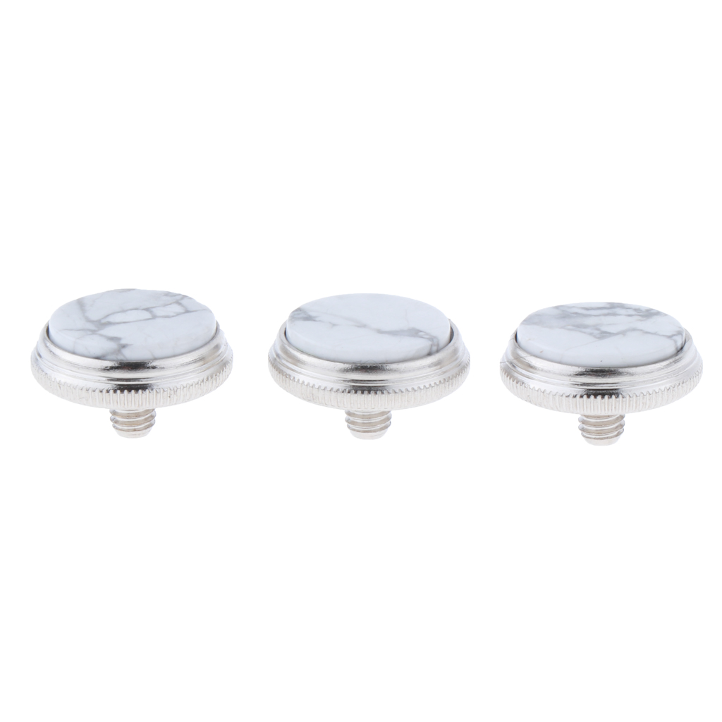 3 Pieces Alloy Shell Inlays Trumpet Finger Buttons Trumpet Valve Buttons Caps Brass Instrument Accessories: White Gray