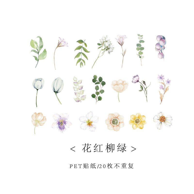 Hand drawn Sticker Aesthetic Flower Decorative Stickers Scrapbooking Stick Label Diary Album Stationery painting Accessories: 4