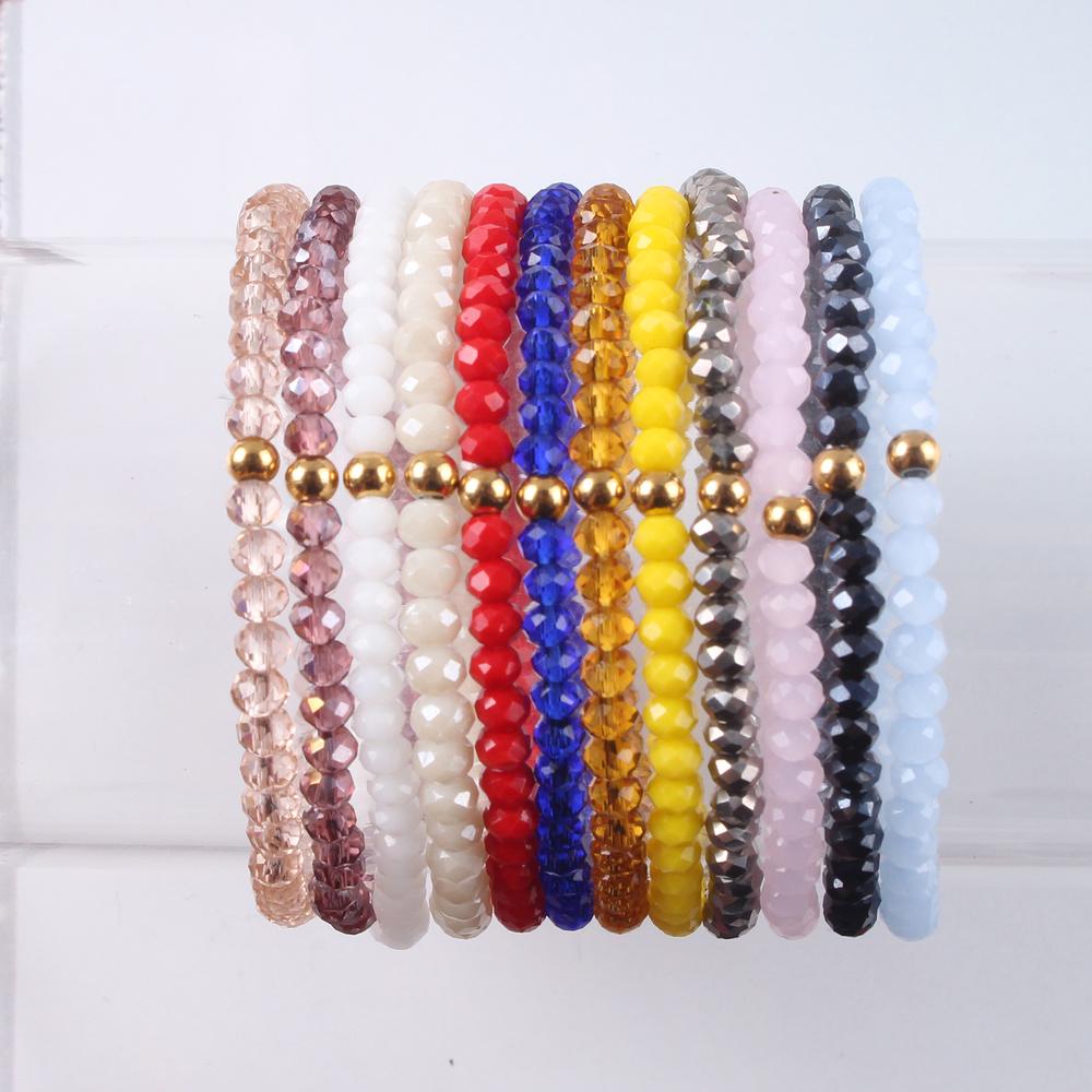 Boho DIY proste kolorowe szkło kryształowa czerwień róża złote koraliki Wrap bransoletka Femme bransoletki dla kobiet