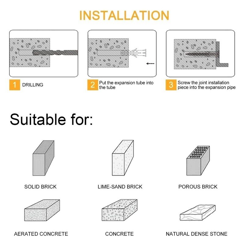 200Pcs Anchors Tapping Screws M6 M8 M10 DIY Expansion Drywall Wall Raw Plugs Plastic Rubber Plug Fixings Screw Set