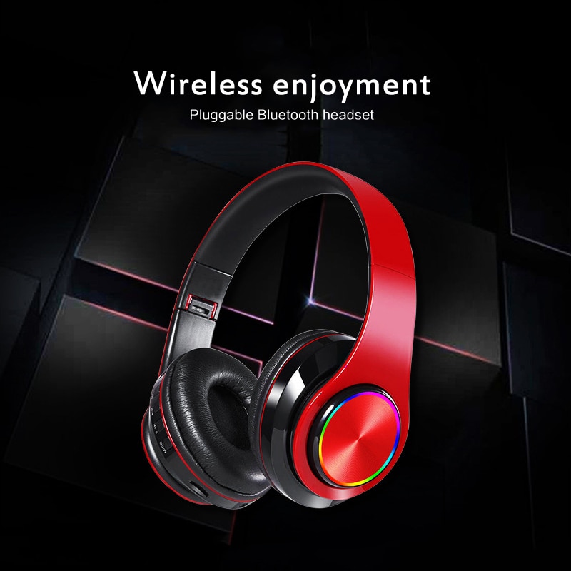 B39 casque sans fil lumineux Bluetooth casque stéréo casque monté sur la tête forte basse écouteurs