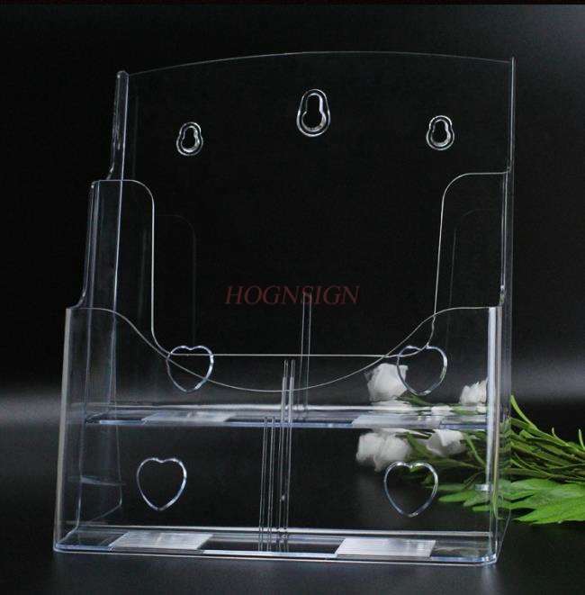 Opbergdoos A4 Twee-Layer Desktop Transparante Informatie Plank Display Box Folder Catalogus Muur Opknoping