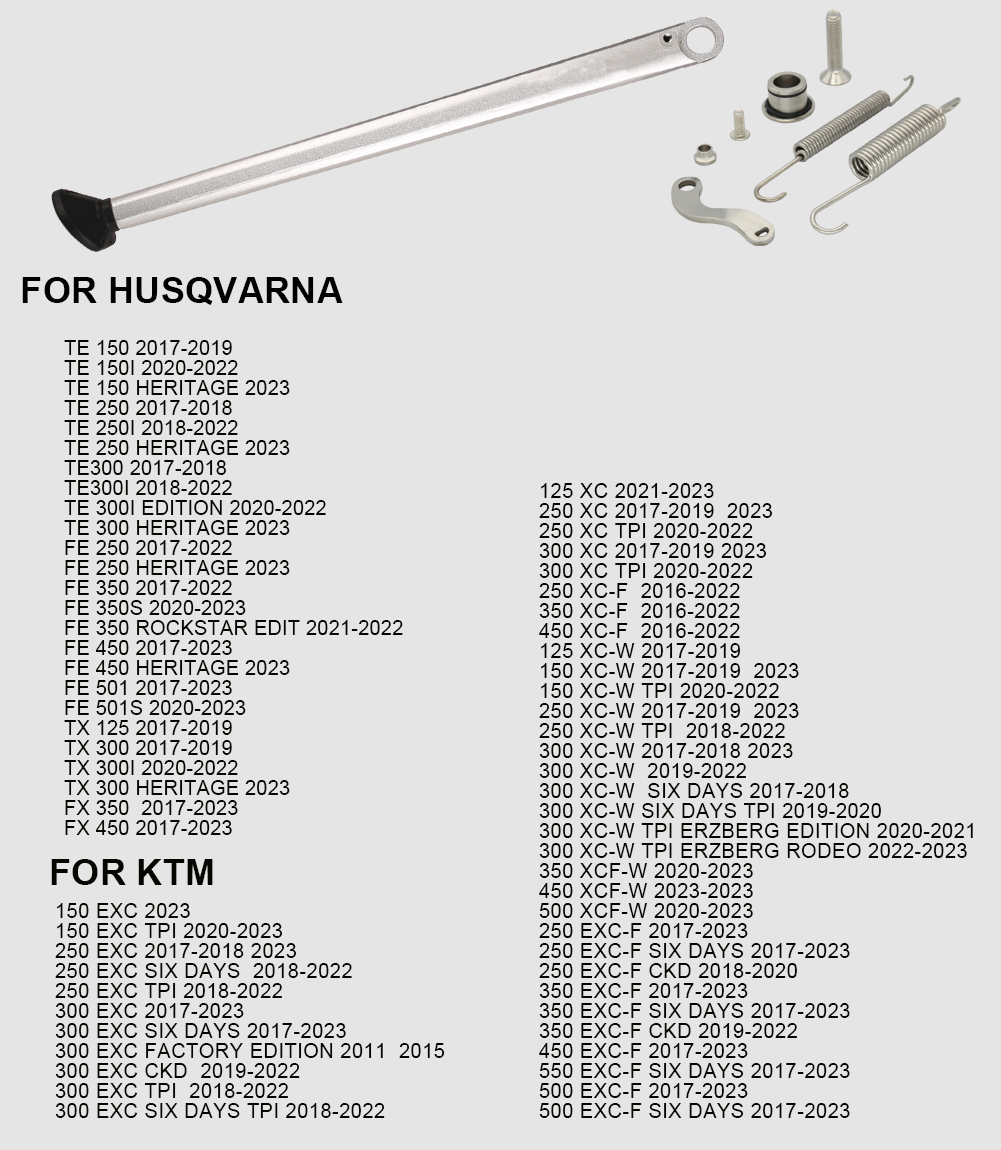 Soporte lateral de estacionamiento para motocicleta con Kit de resorte para KTM XC XCW XCF XCFW EXC EXCF -2023 para Husqvarna TE FE TX FX FS -2023: Lavanda
