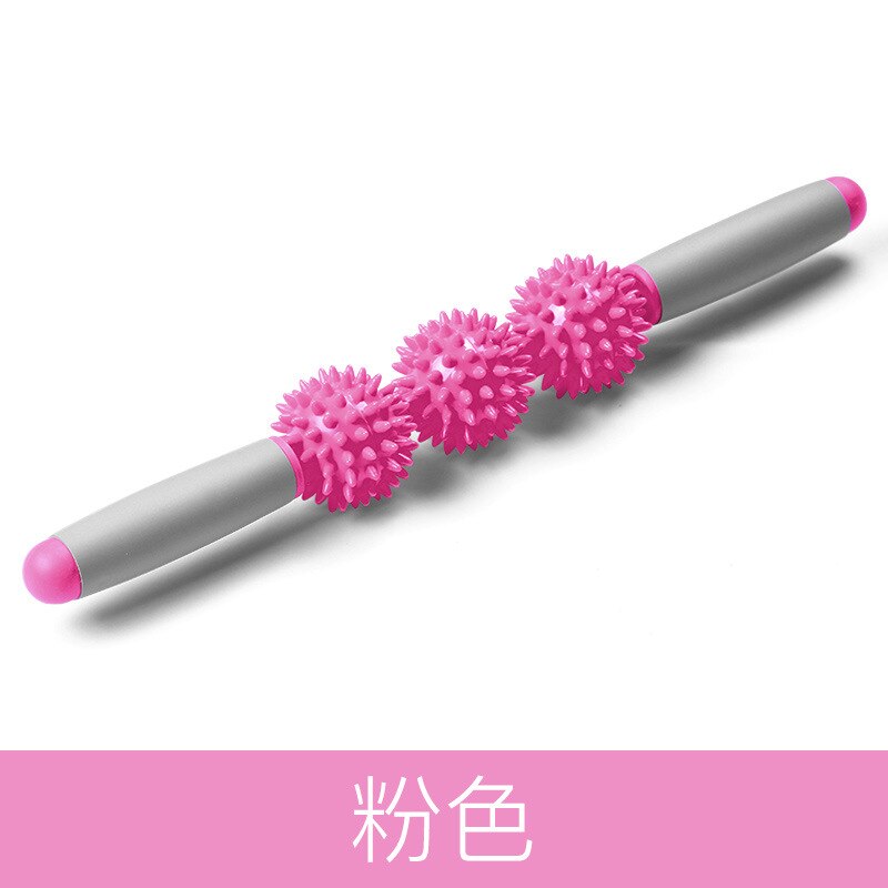 3 round Gym Muscle Massage Roller Yoga Stick Relax Tool Muscle Roller Sticks con Point Spiky Ball per Yoga: Colore rosa