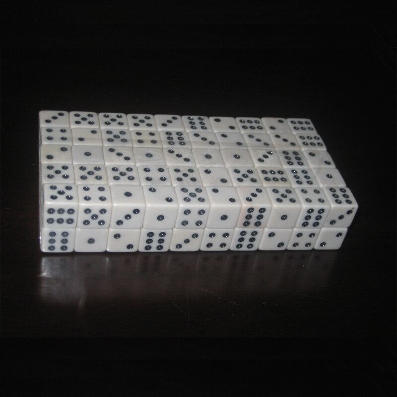 100Pcs/set 10mm Square Corners Black Points Ordinary Dice White Material Acrylic Dice