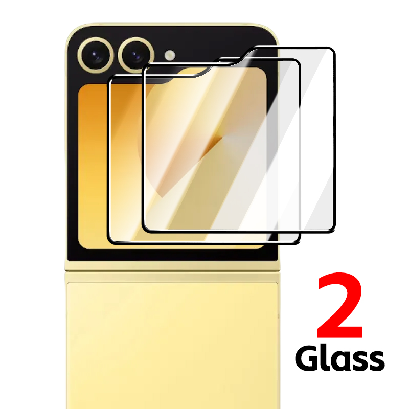 6IN1 Temperd Glass for Samsung Galaxy Z Flip 5/6 5G Outer Screen Protector Camera Lens Protective Film for Samsung Z Flip6 Flip5: Lucent / Bundle2